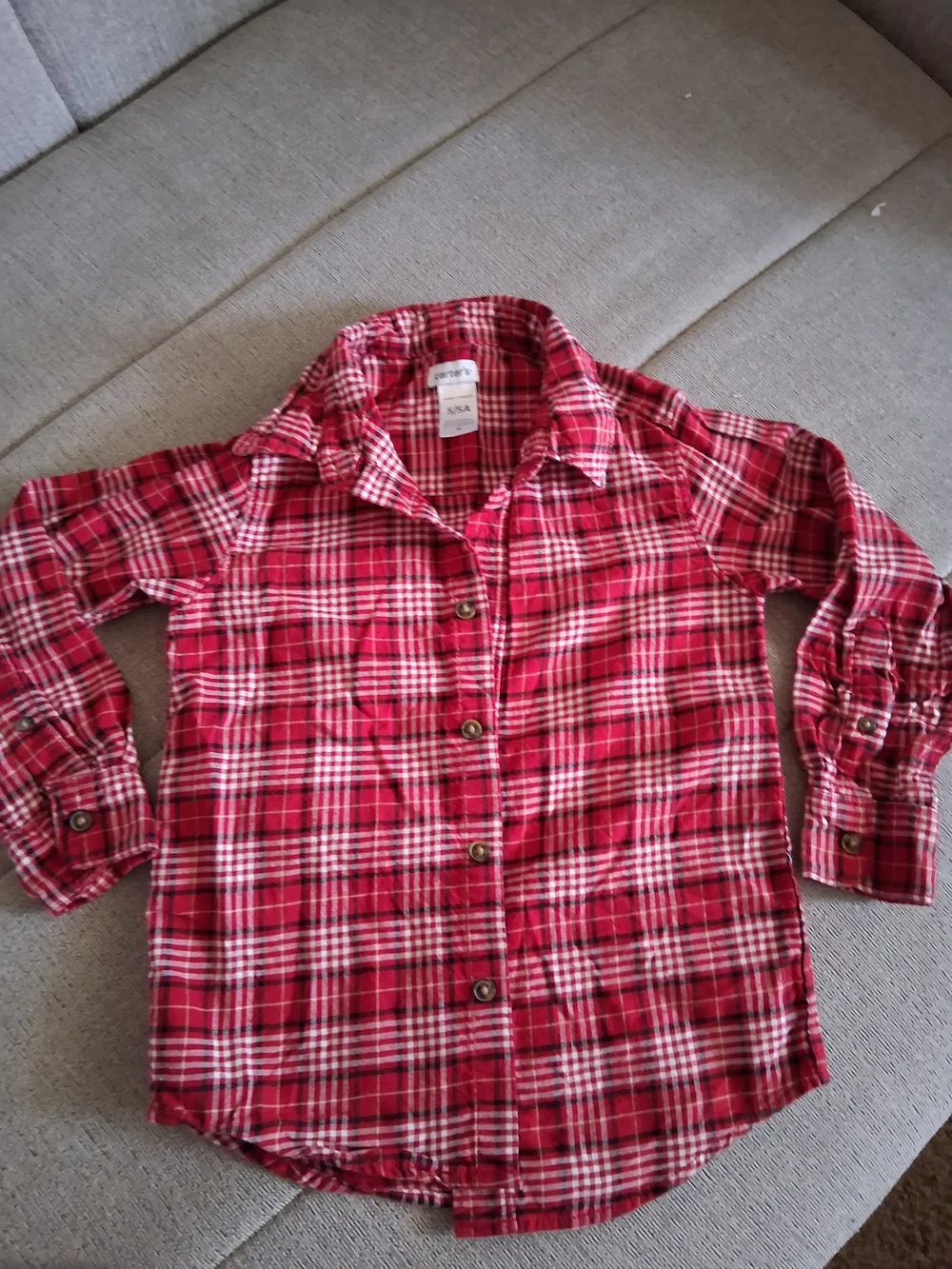 Carter's Red Plaid Button-Down Shirt for Kids Sz 5a